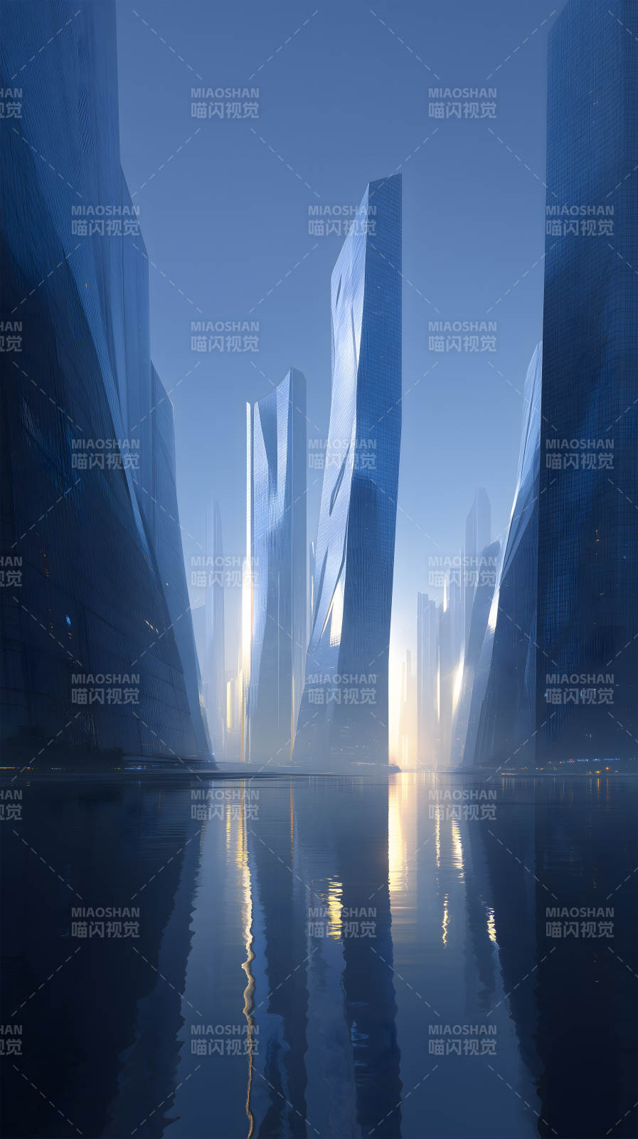 未来都市的宁静清晨图片