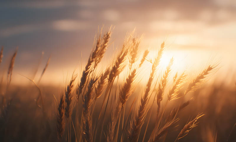 金色的麦田与落日余晖图片