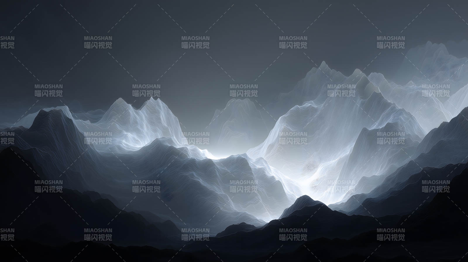 光影交织的抽象山脉图片