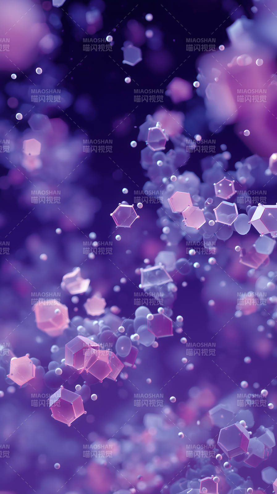 紫色晶体梦幻漂浮图片