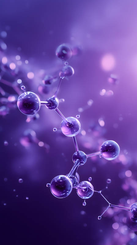 紫色分子结构的艺术渲染图片