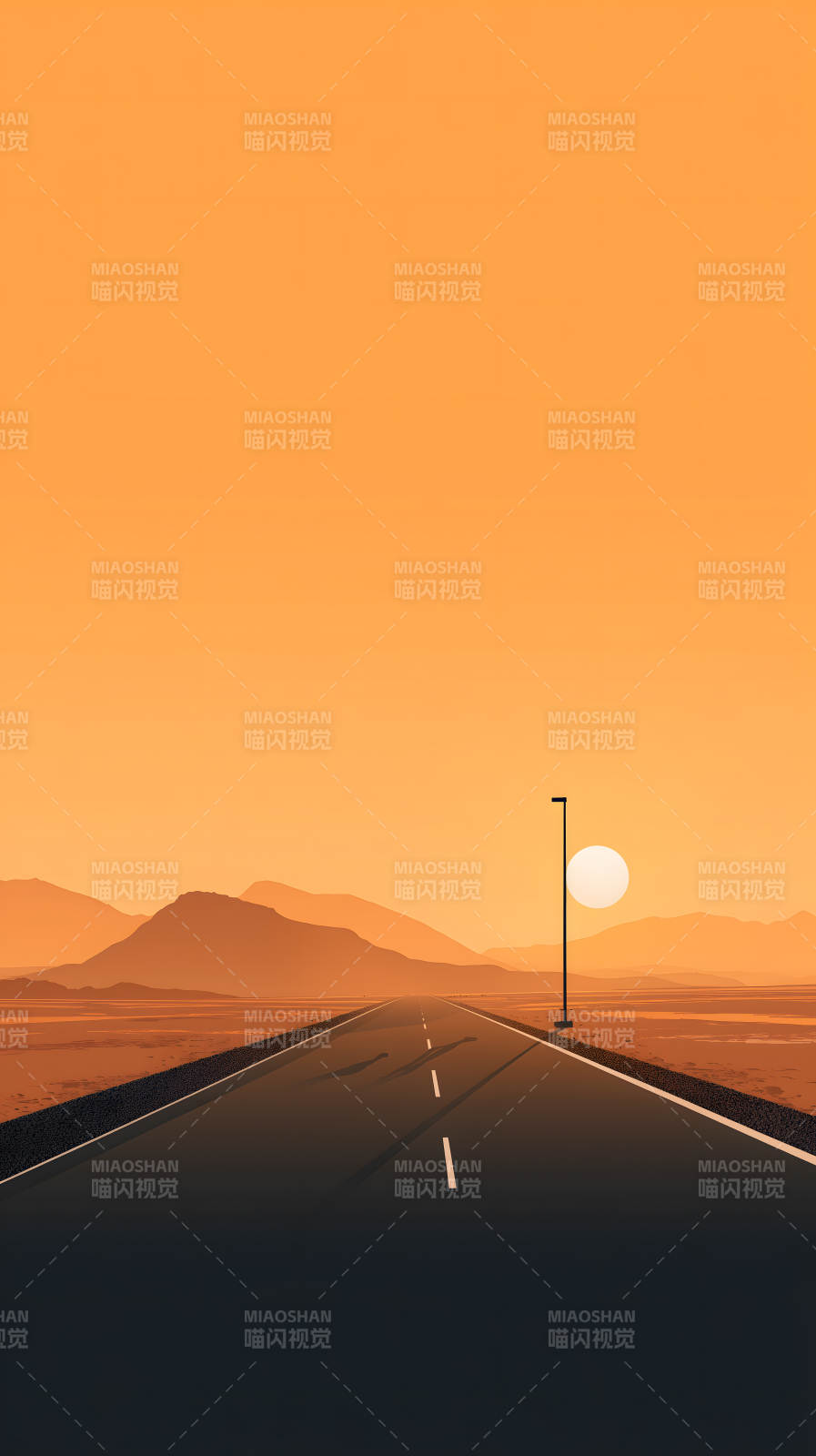 落日下的孤独公路图片