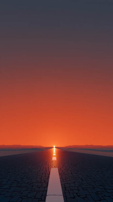 落日余晖下的无尽之路图片