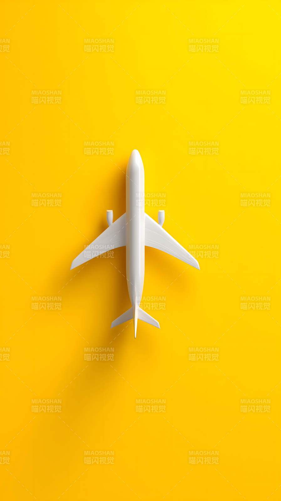明黄背景下的白色飞机模型图片