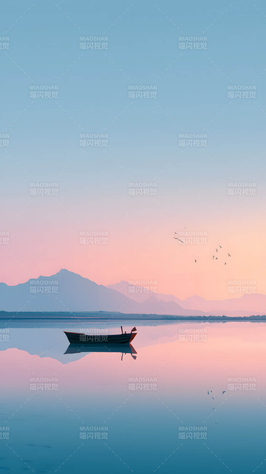 宁静祥和的日落湖景图片