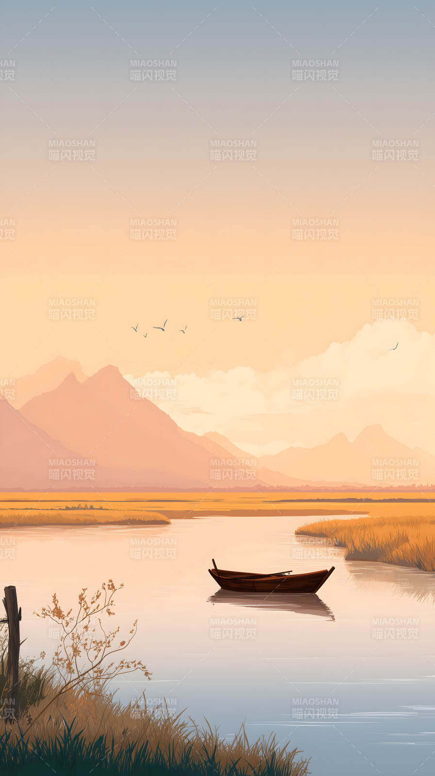 宁静祥和的田园暮色图片