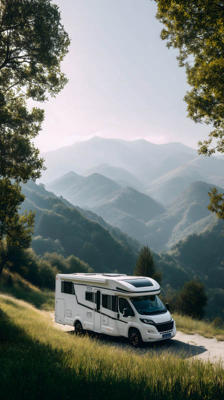 山区露营车风景照图片
