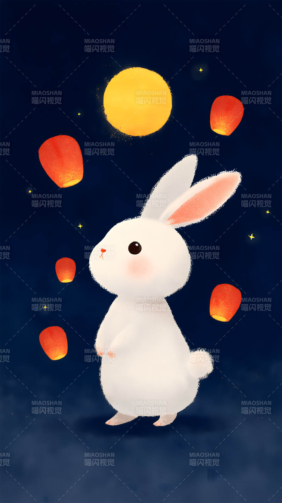 中秋夜空下的玉兔图片