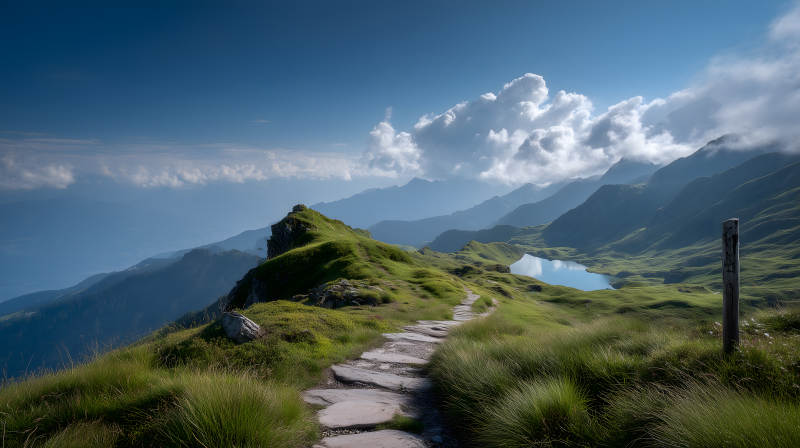 阿尔卑斯山脉的宁静之路图片