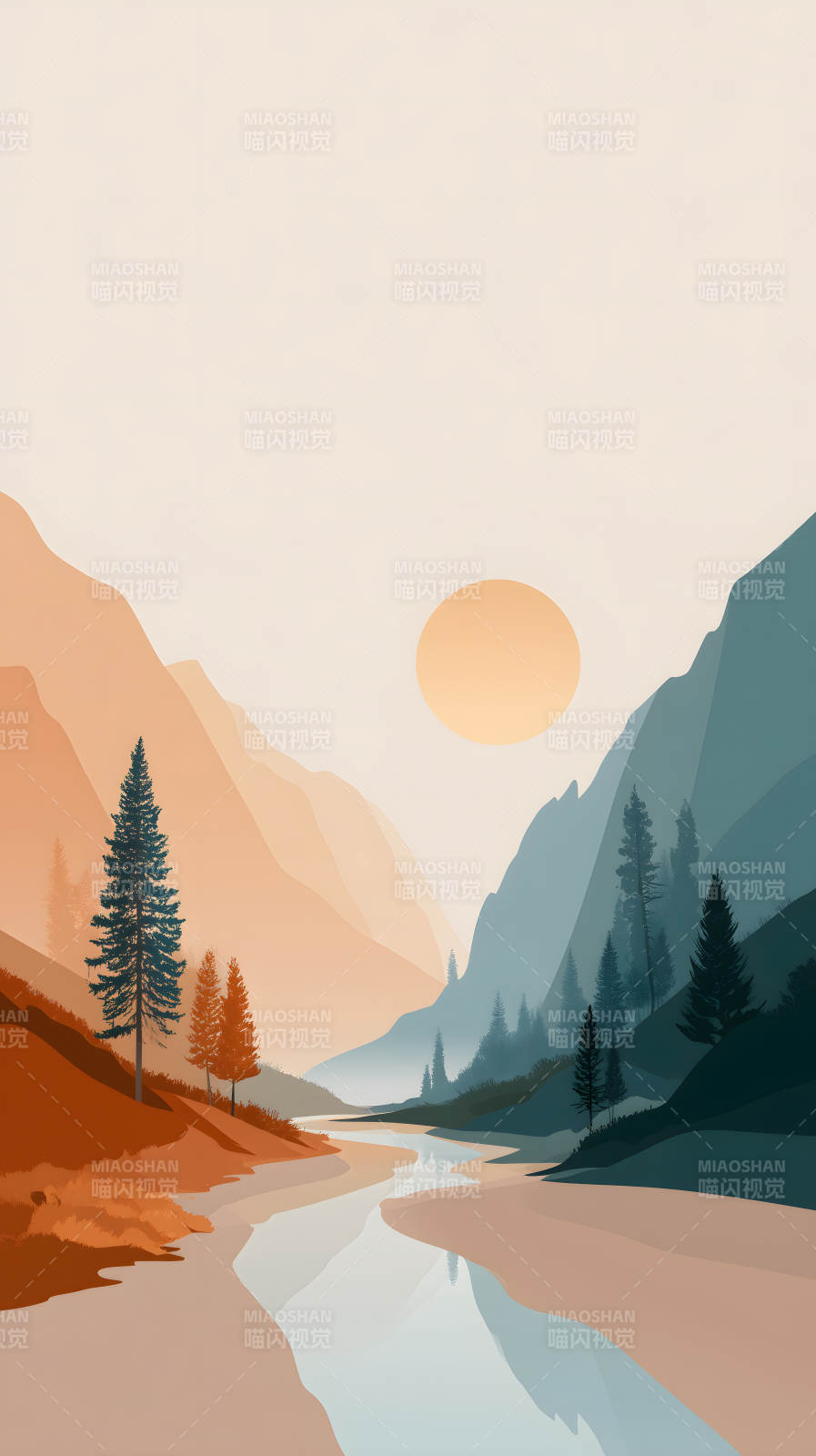 宁静祥和的山谷景色图片