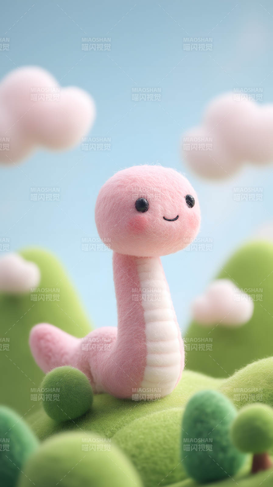 粉色毛绒虫子在绿地图片