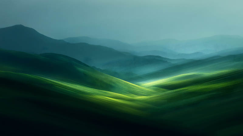 绿意盎然的连绵山峦图片