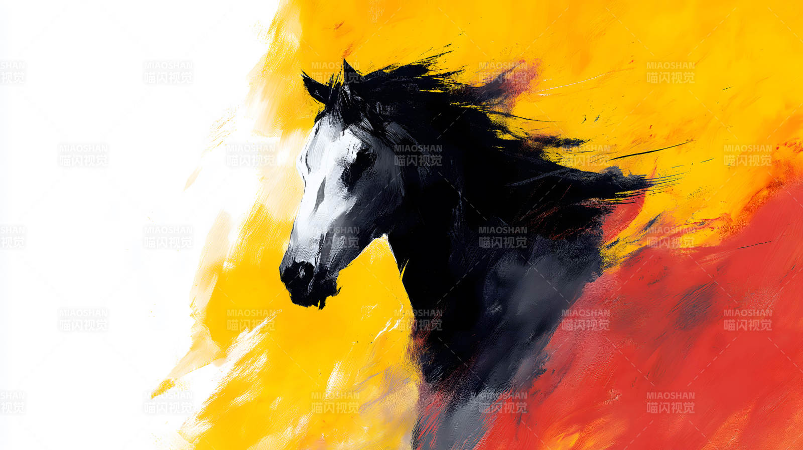 奔腾的黑色骏马图片