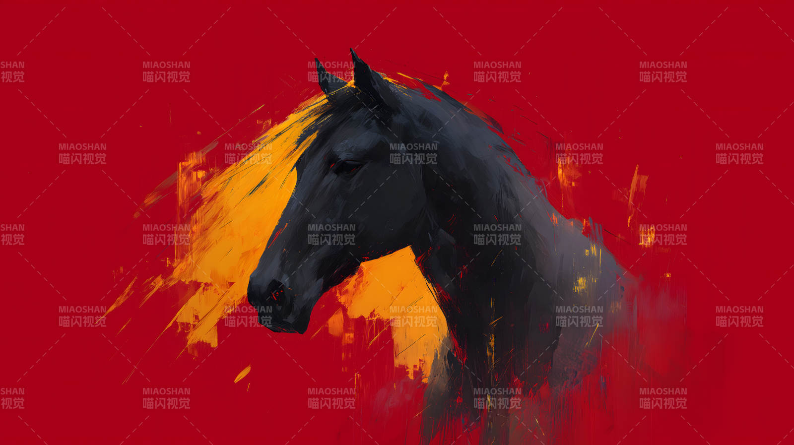 奔腾的黑色骏马图片