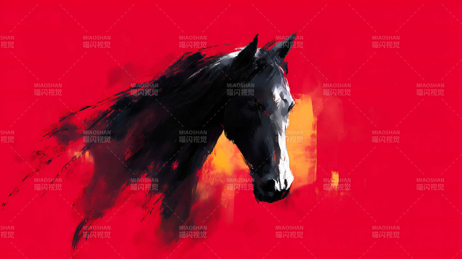 奔腾的黑色骏马图片