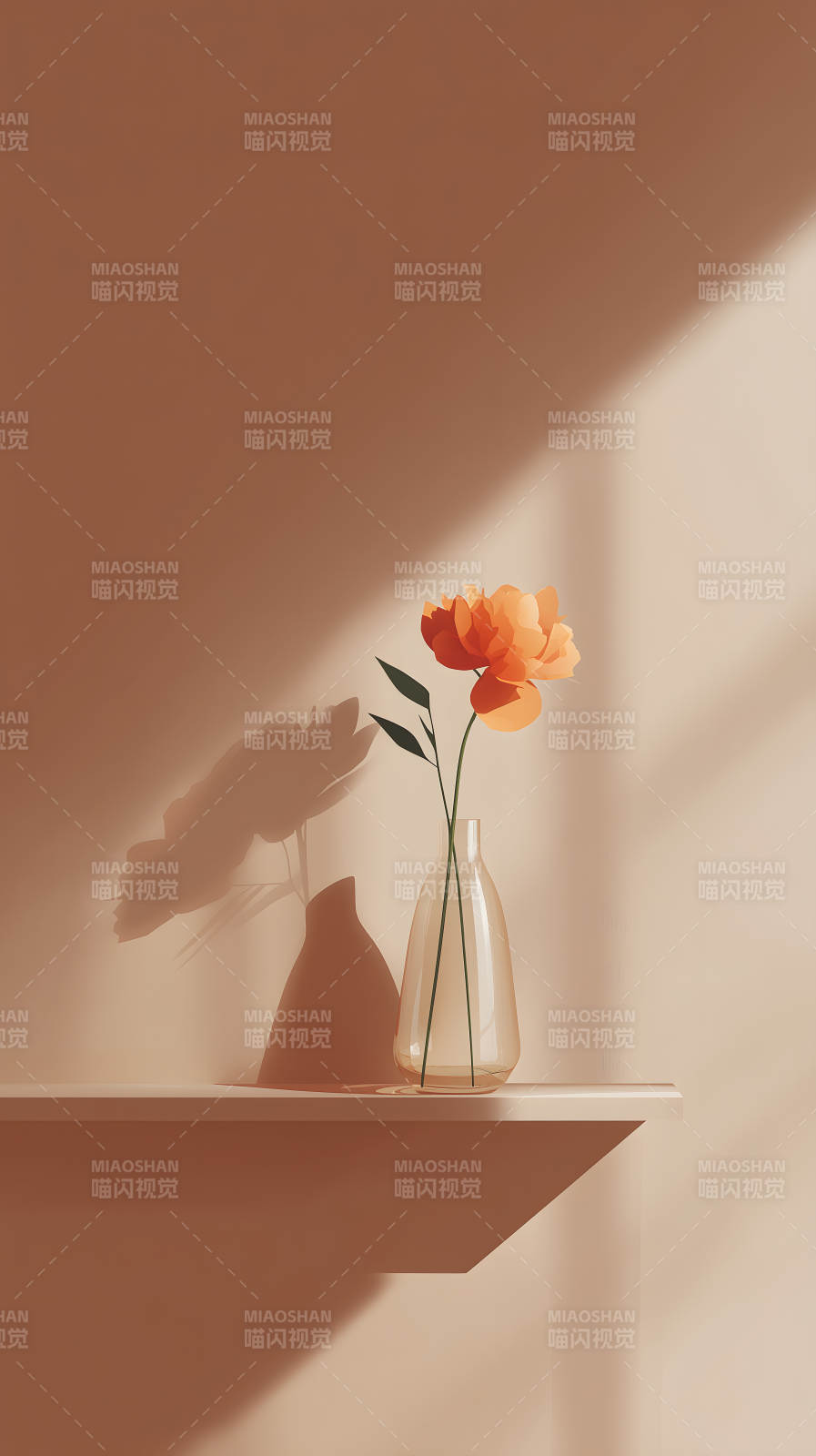 柔和光线下的一枝花图片