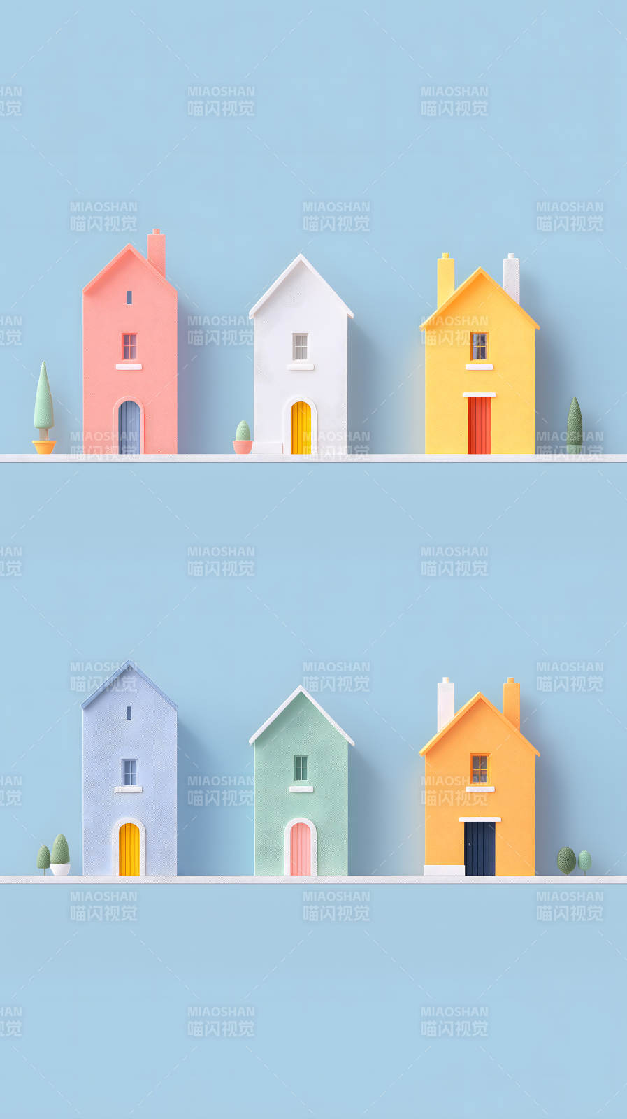 童话般的彩色小屋街景图片