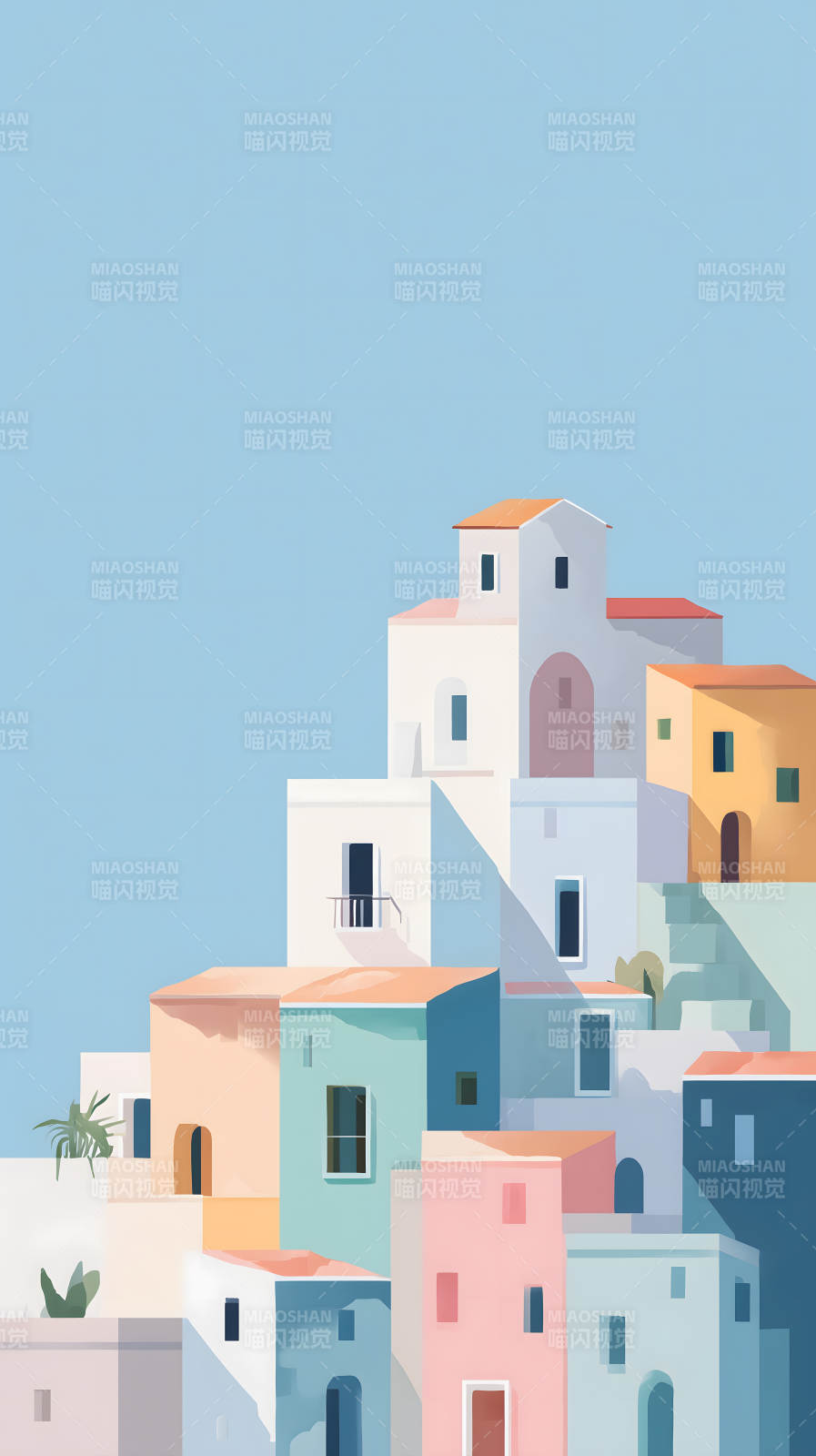 地中海风格建筑群落图片