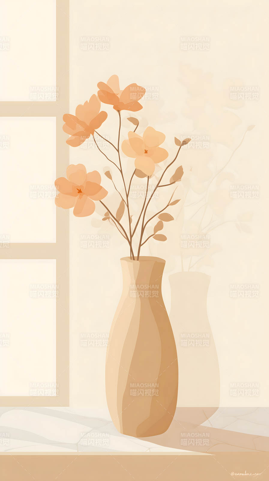 简约风格花卉静物插画图片