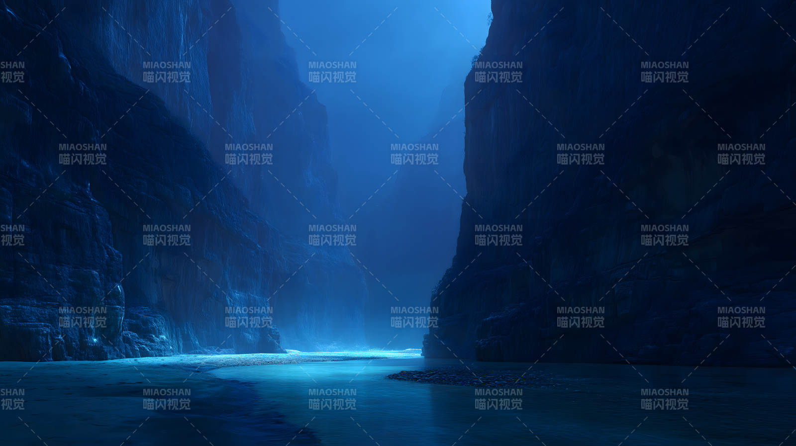 幽蓝峡谷静谧之夜图片