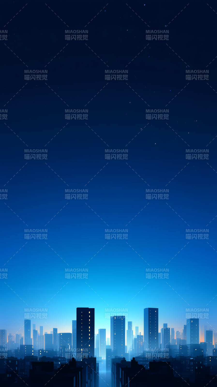 静谧的蓝色都市夜景图片