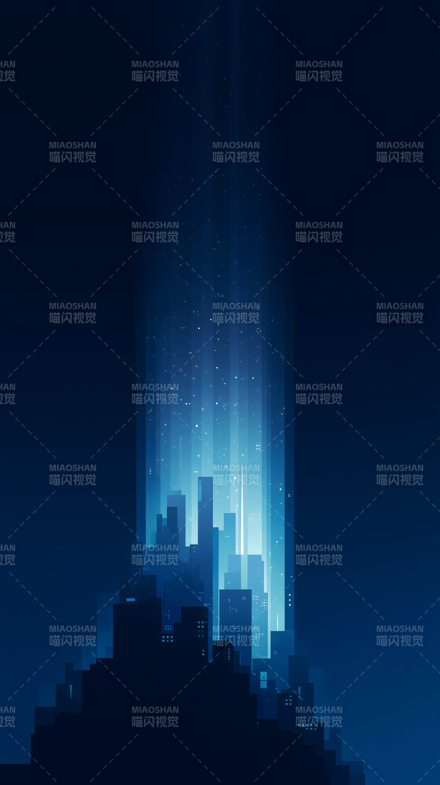 夜幕下的都市光柱图片