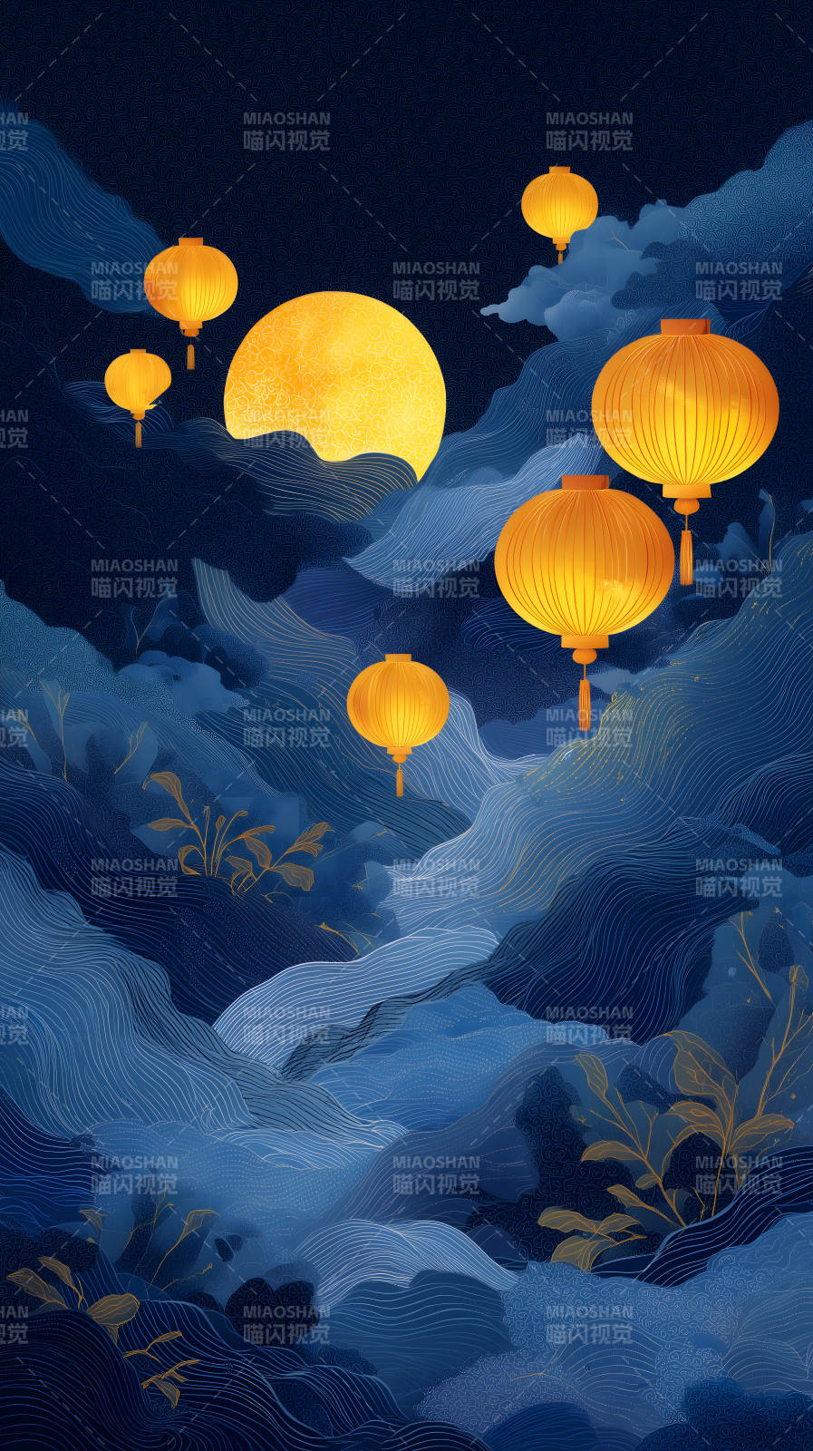 中秋佳节月色朦胧图片