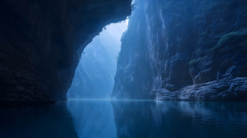 幽静峡谷的深邃之蓝图片