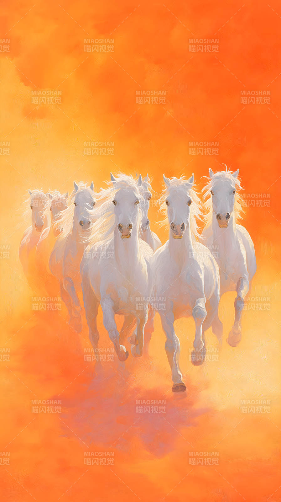 奔腾的白色骏马图片