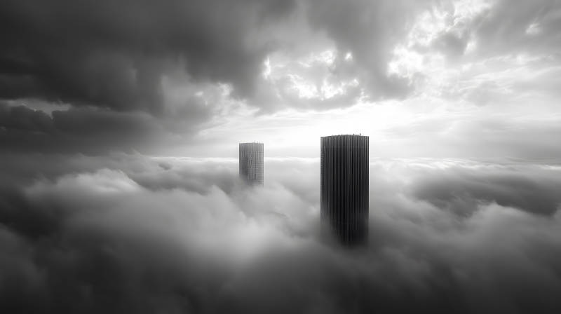 云海之上的双子塔图片