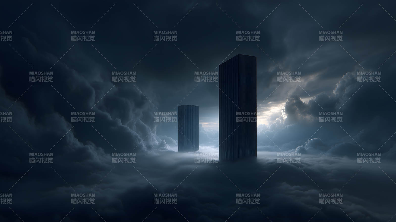 云端两座神秘高塔图片