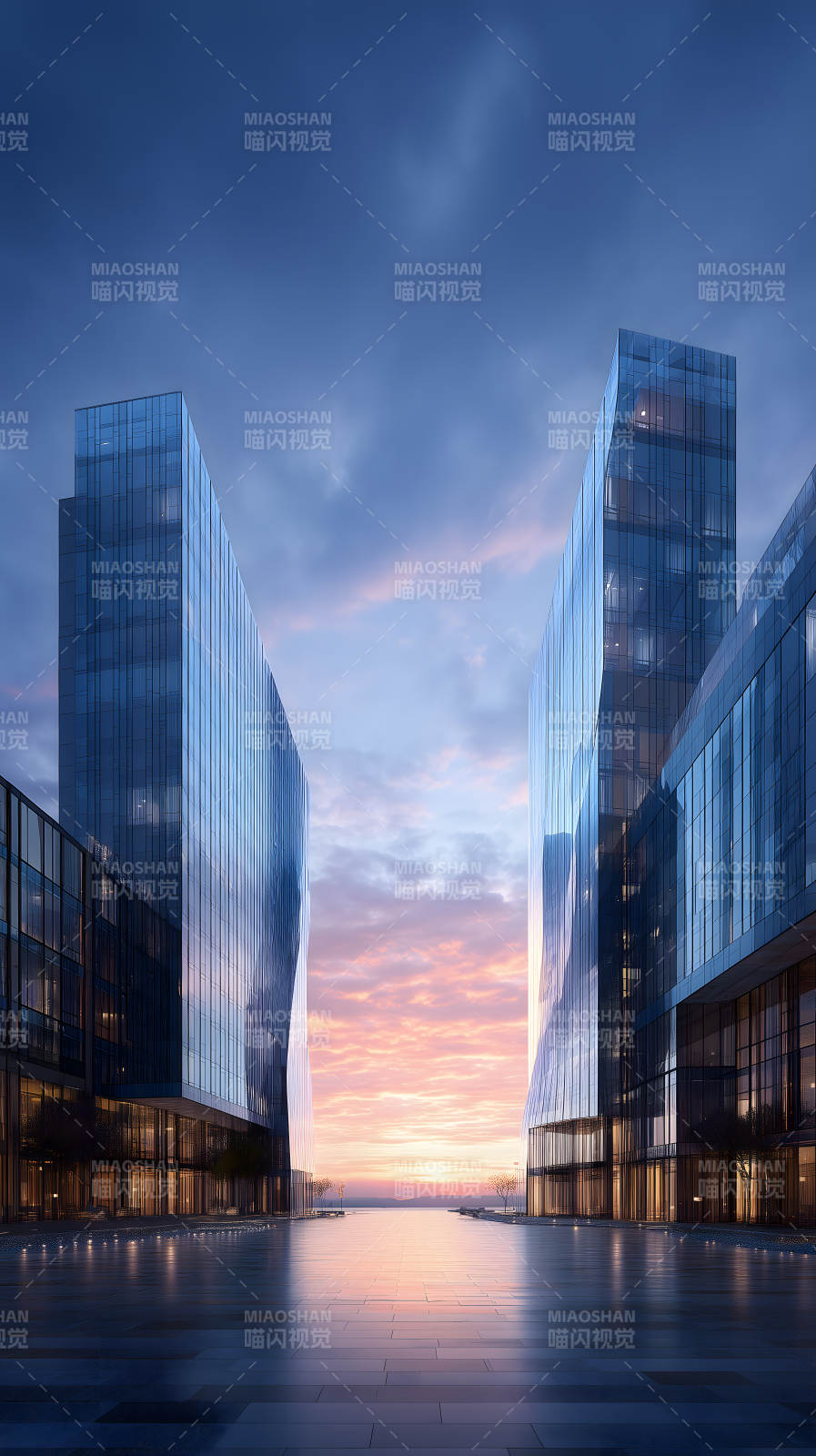 现代都市商务建筑夜景图片