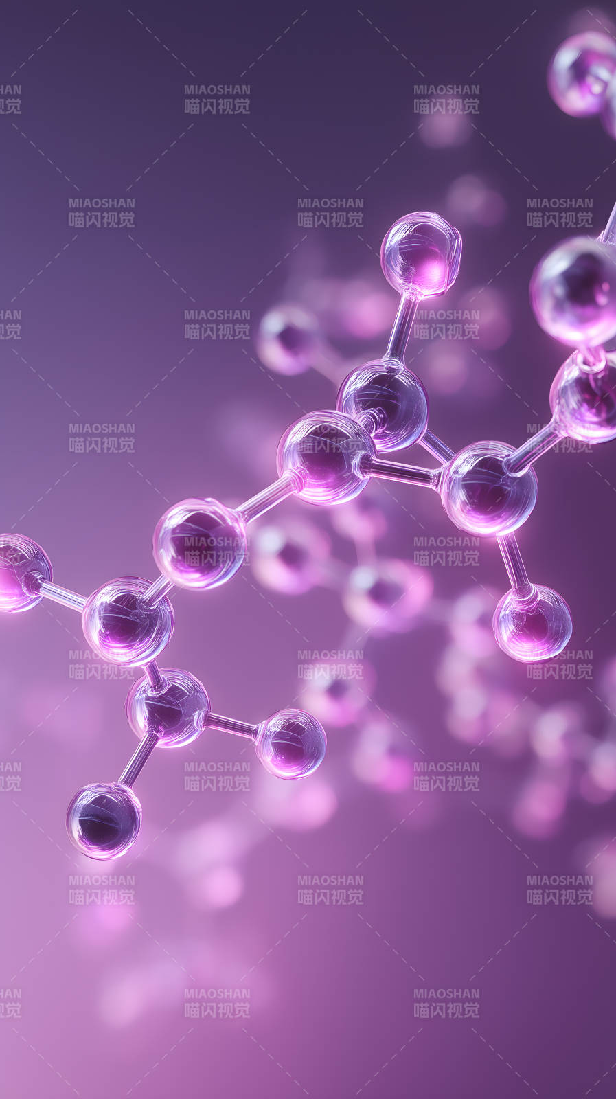 紫色分子结构的艺术渲染图片