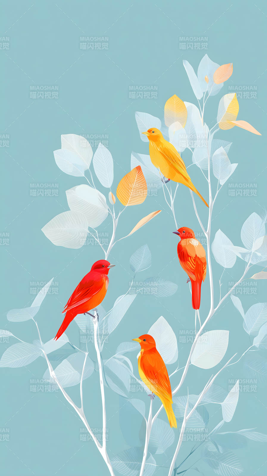 轻盈枝头上的小鸟图片