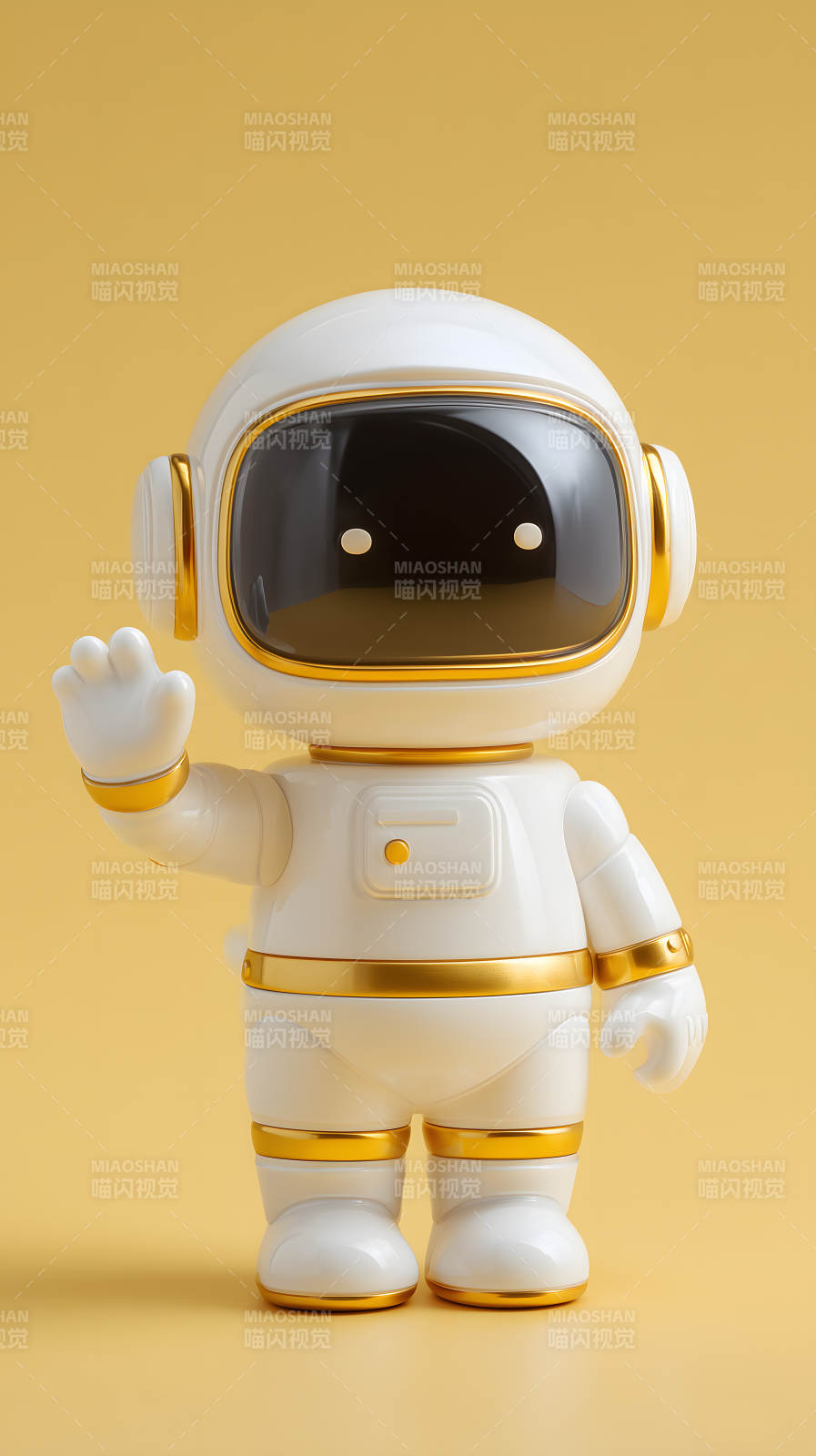 可爱的金白宇航员机器人图片