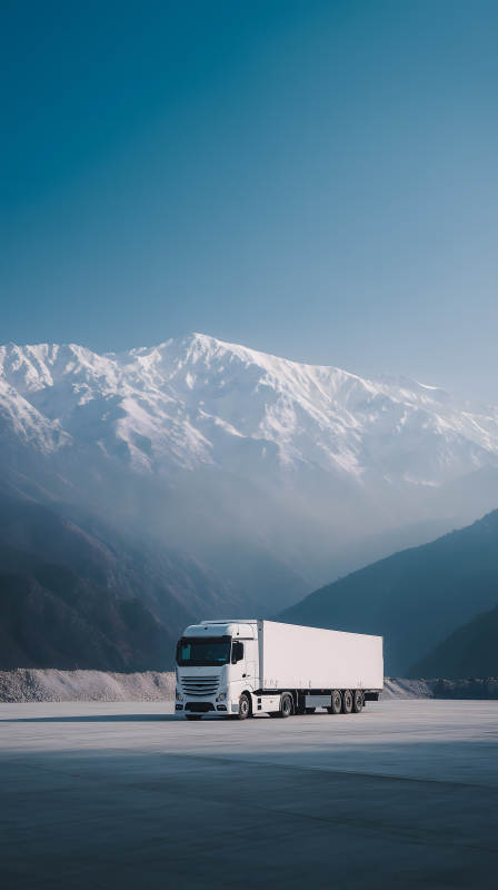 卡车与雪山壮阔景色图片