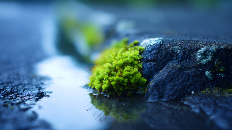 苔藓与溪流的宁静之美图片