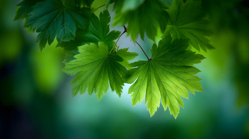 春日里绿叶的清新图片