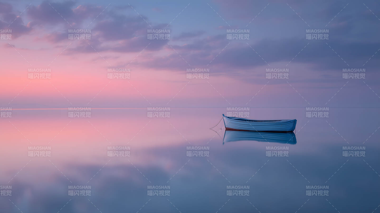 平静水面上的小船图片