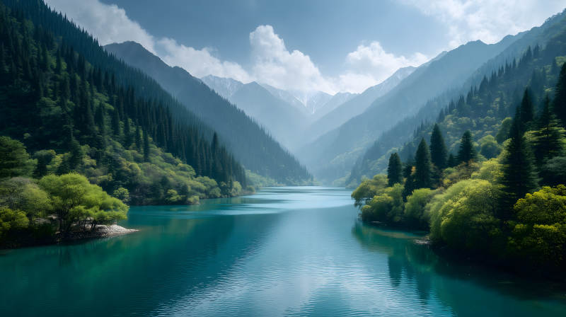 宁静致远的碧绿山谷图片