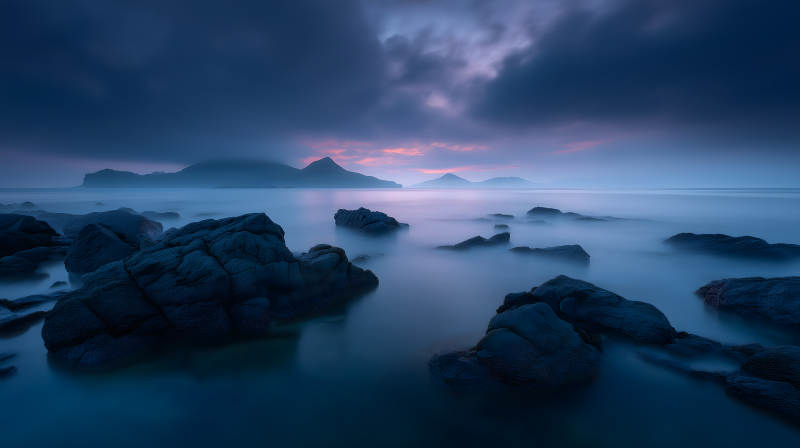 宁静海边日落黄昏图片