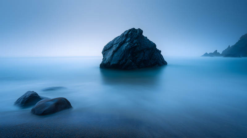 宁静的海边礁石图片