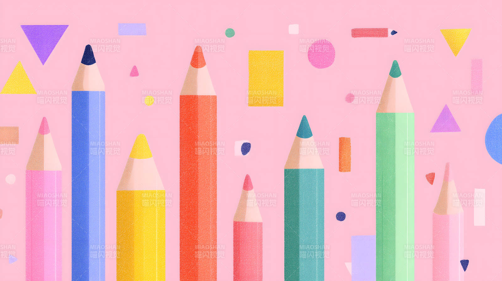 彩色铅笔与几何图形图片