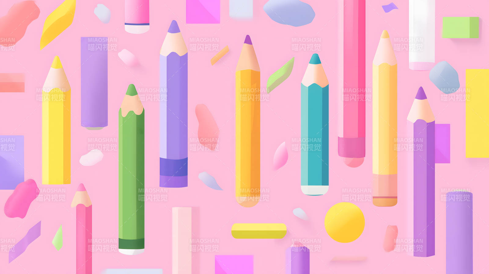 彩色铅笔和文具的背景图片