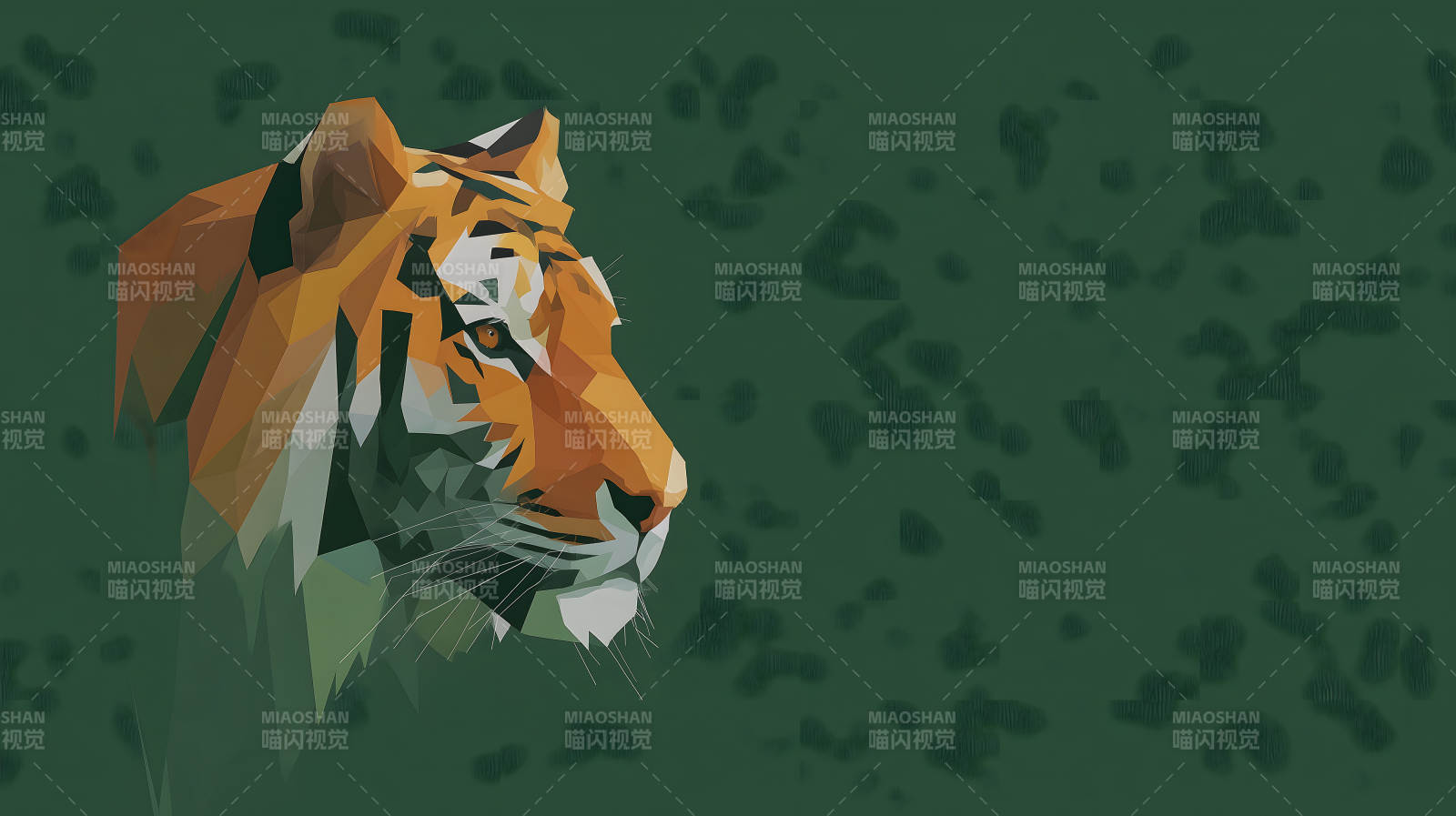 低多边形风格的老虎侧颜图片