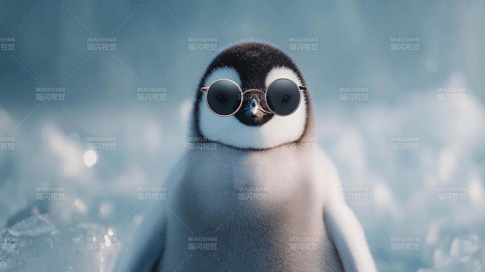 戴墨镜的可爱小企鹅图片