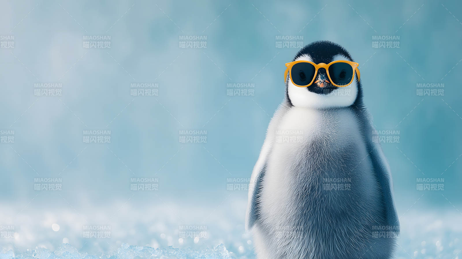 戴墨镜的可爱小企鹅图片
