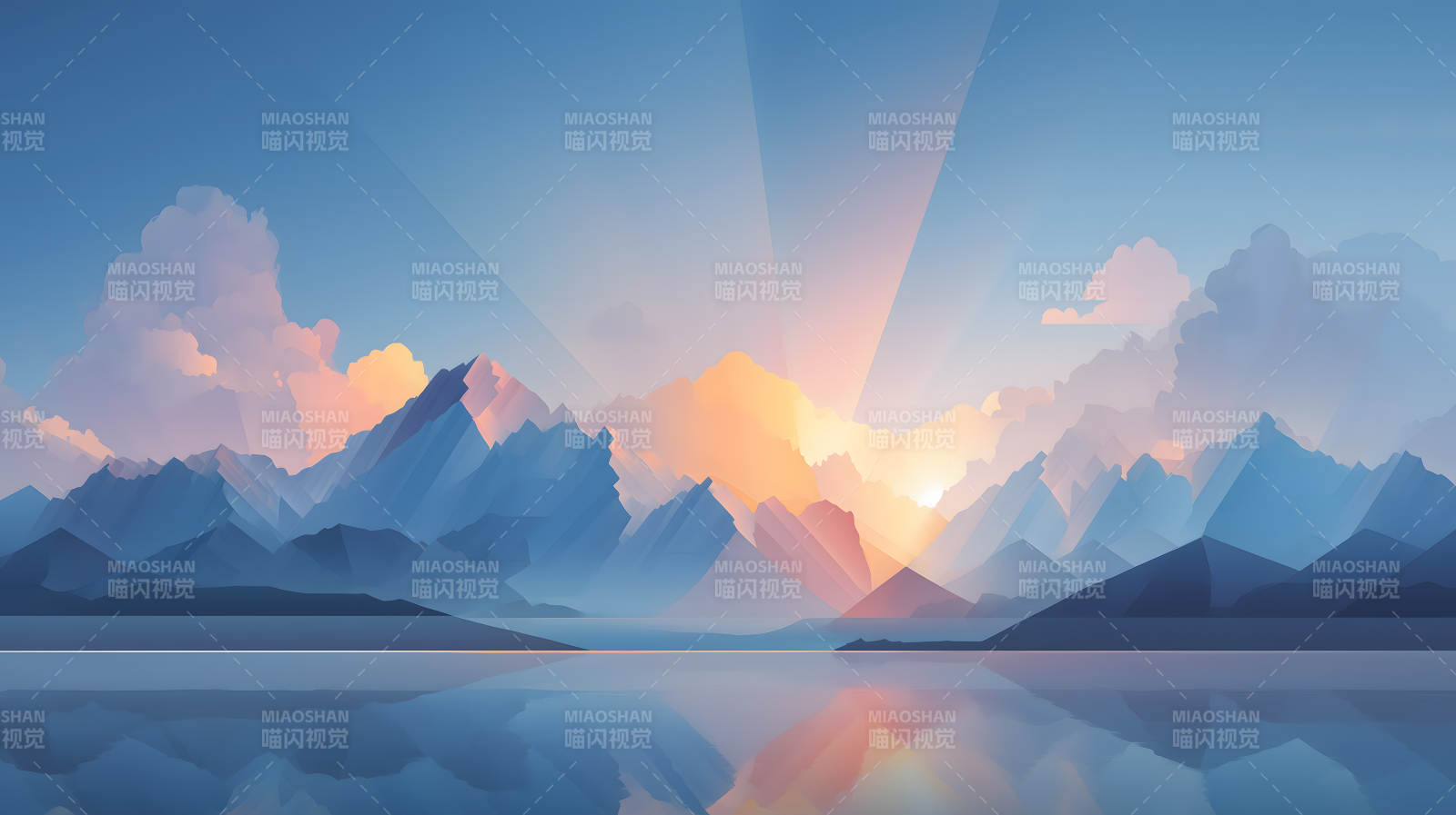 宁静祥和的清晨山景图片