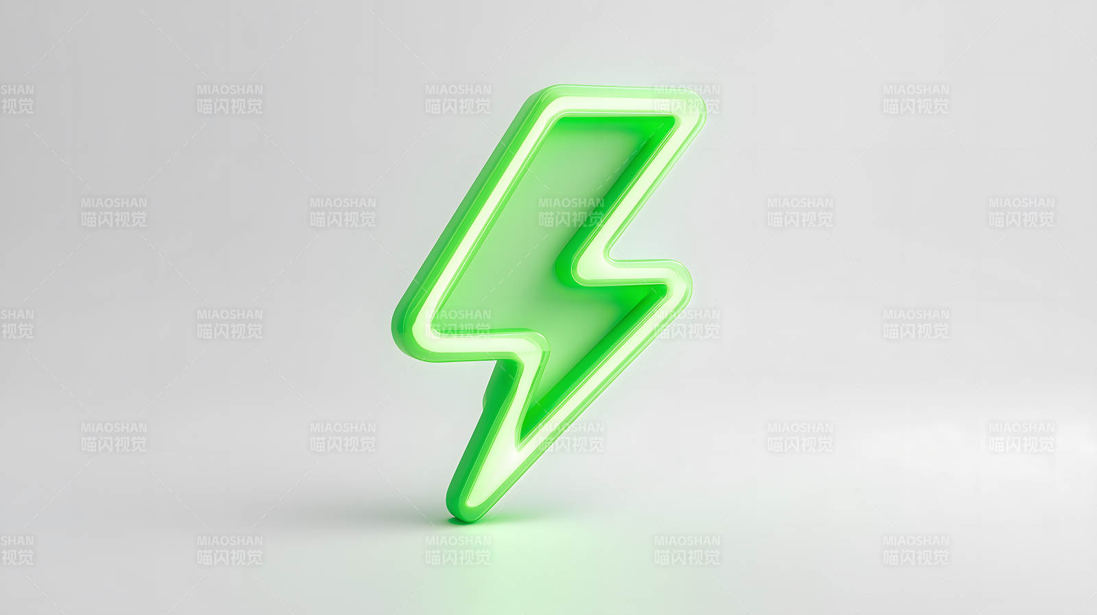 绿色闪电标志的3D渲染图图片