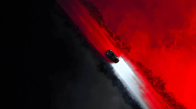 红色世界中的孤独旅程图片